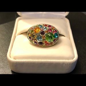 Large Multi-Colored Gemstone Dome Statement Ring.